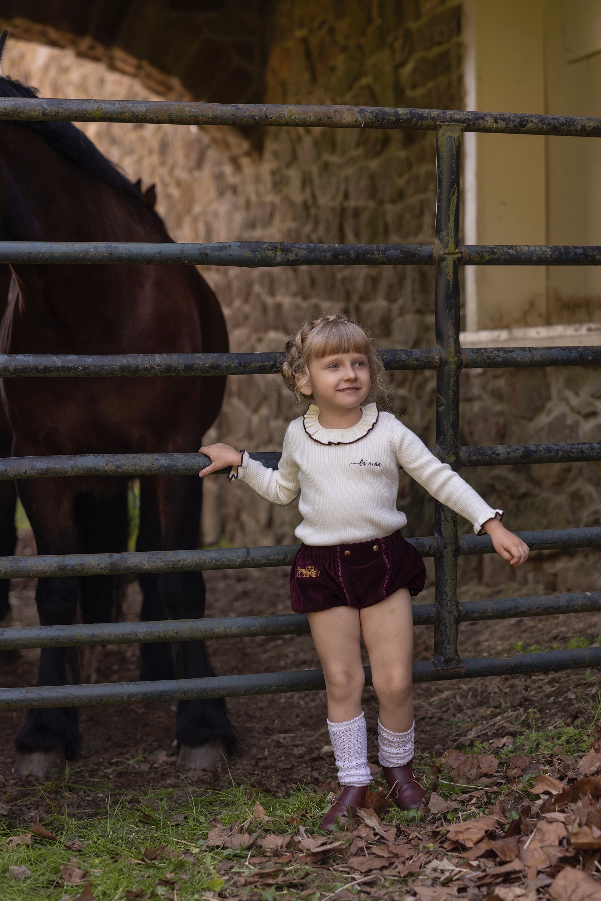 Burgundy Velvet Classic Logo Bloomer & Logo Sweater