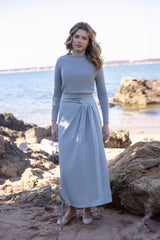 Slate Blue Knit Sweater & Skirt Set