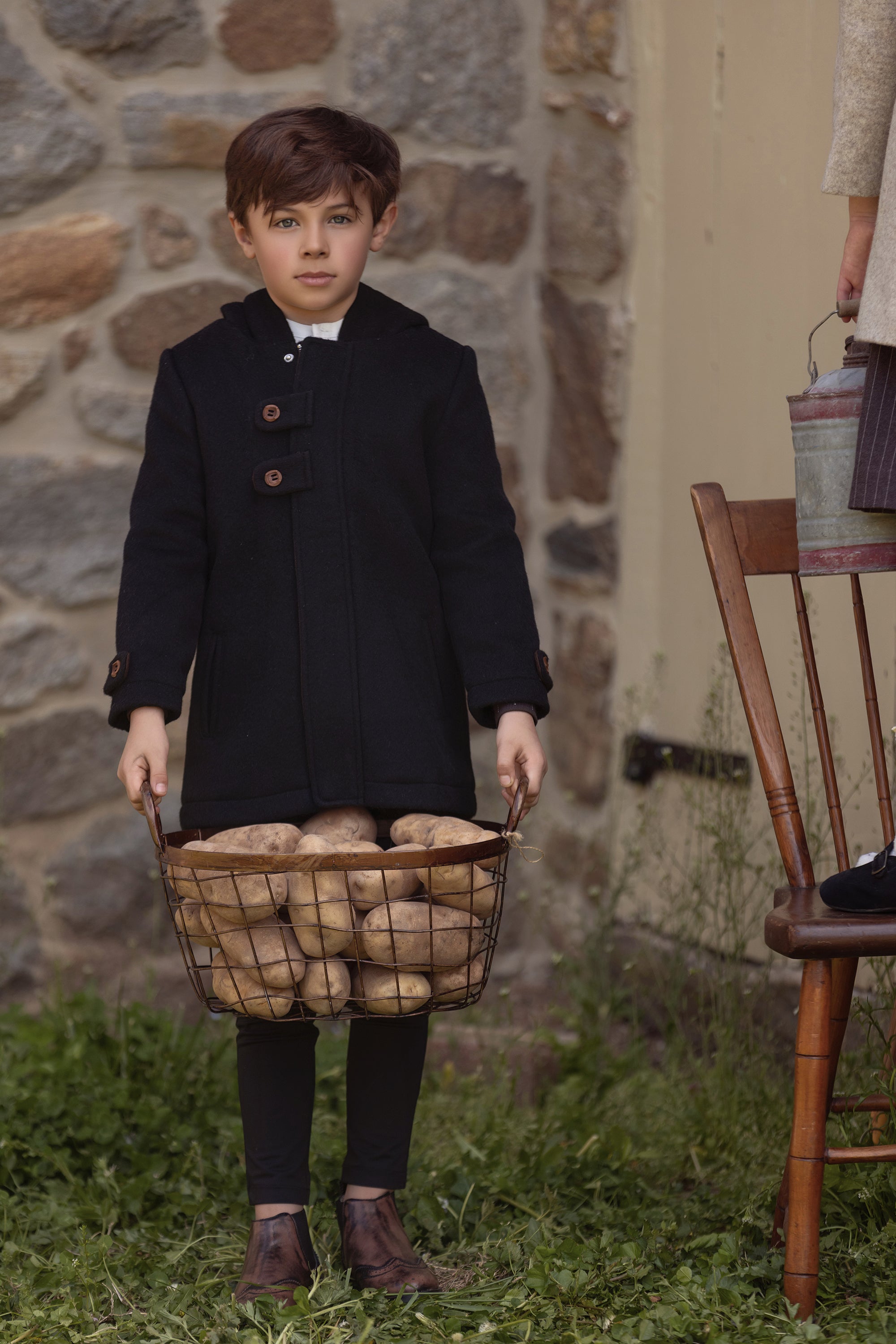 Boys Classic wool coat -Black