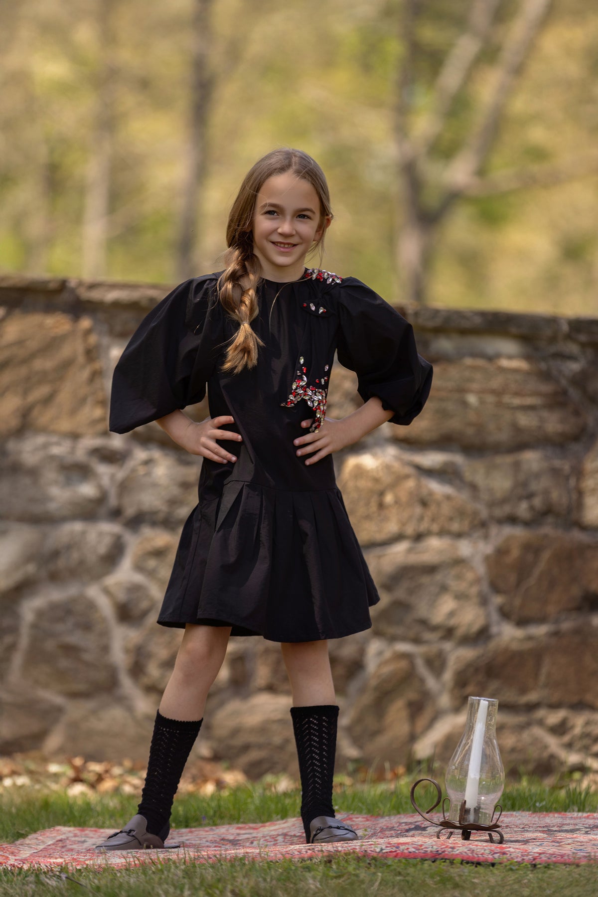 Taffeta Beaded Bow Dress