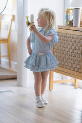 Blue Flow Ruffle Label Two-Piece