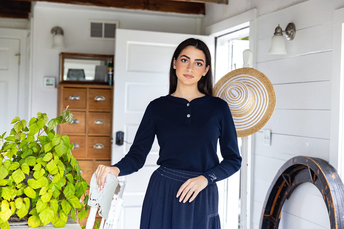 Henley Knit & Topstitch Skirt Set