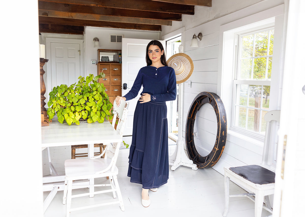 Henley Knit & Topstitch Skirt Set