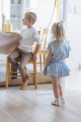 Blue Flow Ruffle Label Two-Piece