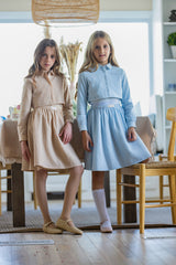 Blue Cropped Shirt Label Two-Piece