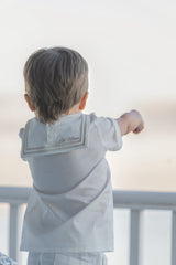 White Sailor Collar Boy's Two-Piece Set