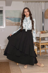 Layered Black Midi Skirt