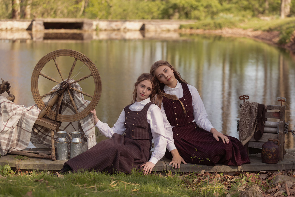Teen Burgundy 3pc Wool Pinstripe Vintage Set (with shirt)