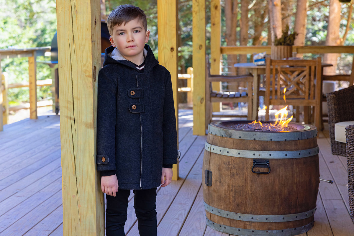 Boys Wool Button Coat - Grey