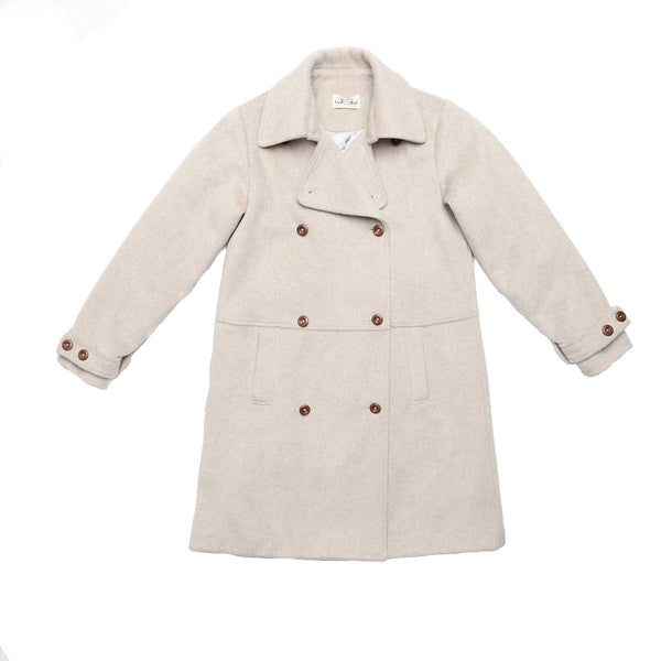 Teen Beige Wool Button Coat