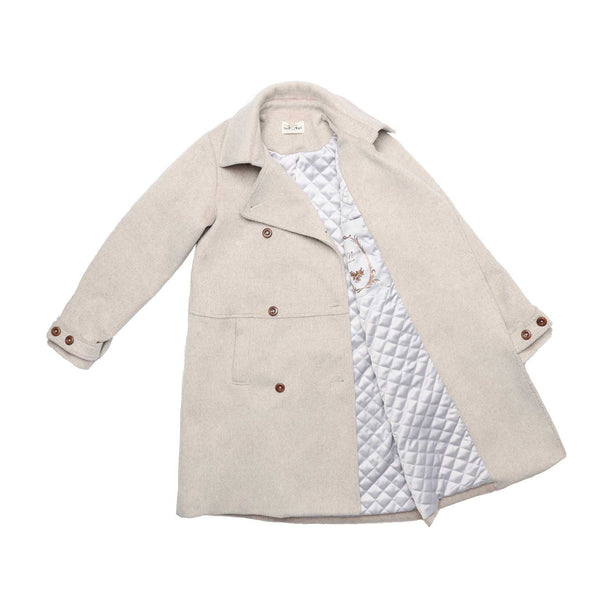 Teen Beige Wool Button Coat