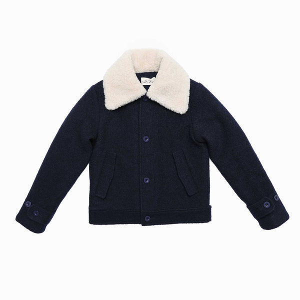 Teen Short Navy Collar Coat