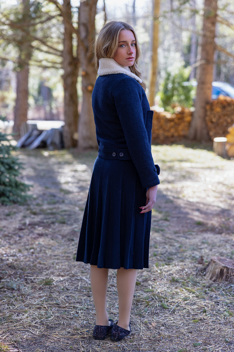 Teen Short Navy Collar Coat
