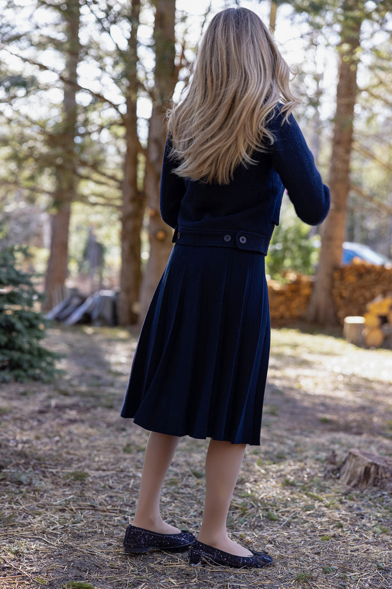 Teen Short Navy Collar Coat