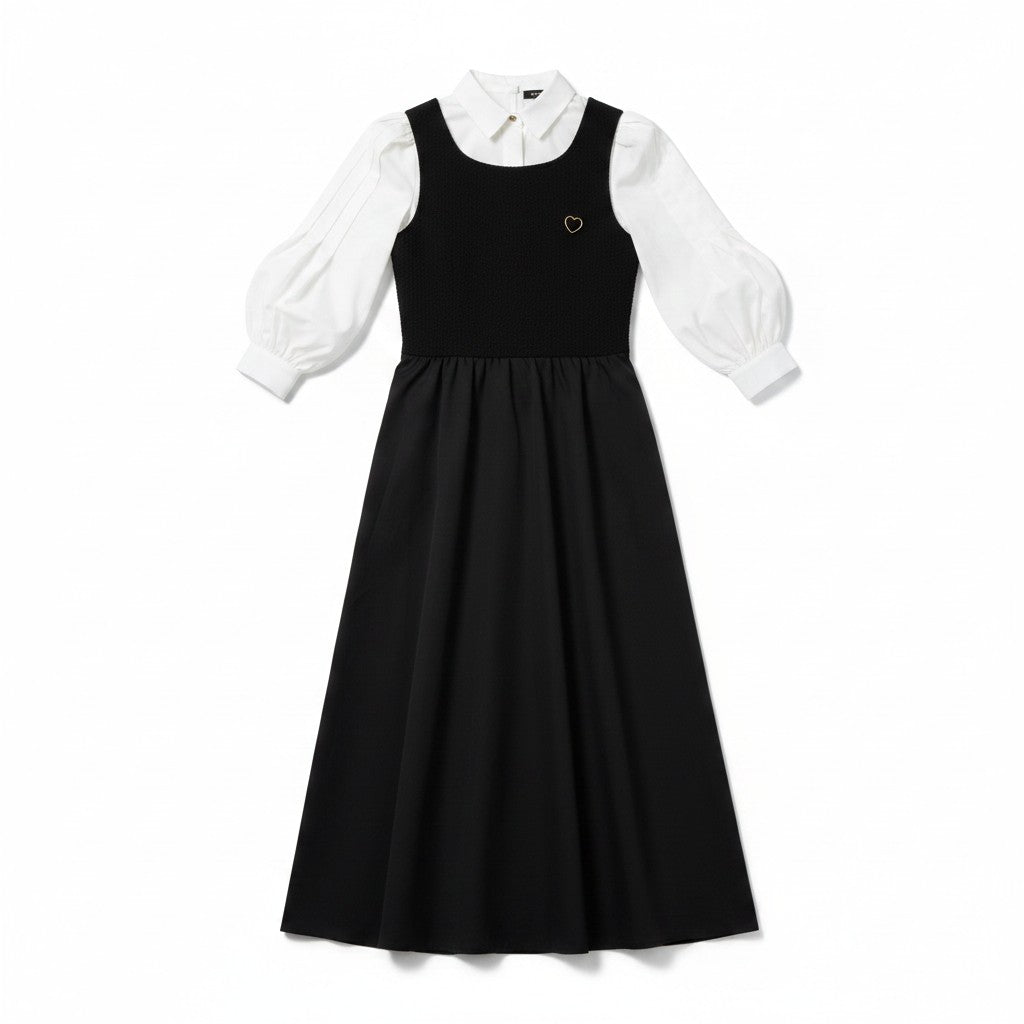 Teen Knit Tie Back Taffeta Dress & Logo Shirt