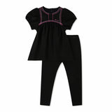 Contrast Stitch Girl's Two-Piece