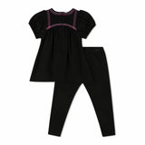 Contrast Stitch Girl's Two-Piece