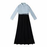 Teen Blue Cropped Shirt Tie Maxi