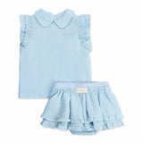 Blue Flow Ruffle Label Two-Piece