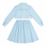 Blue Cropped Shirt Label Two-Piece