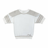 Short Sleeve Beige Shoulder Patch Sweater