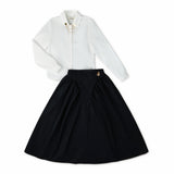 Black Taffeta Heart Charm Midi Skirt