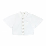 White Beaded Logo Laced Shirt