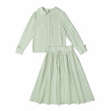 Mint Green Striped Low Waist Bow Set