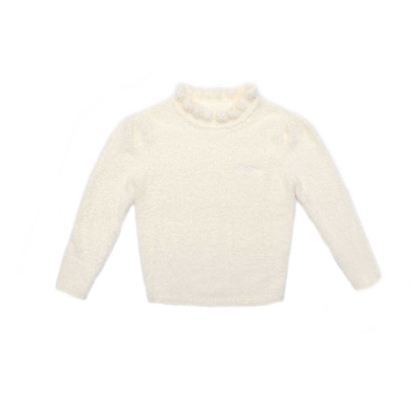 Beige Wool Logo Bubble Pants & Mohair Sweater Set