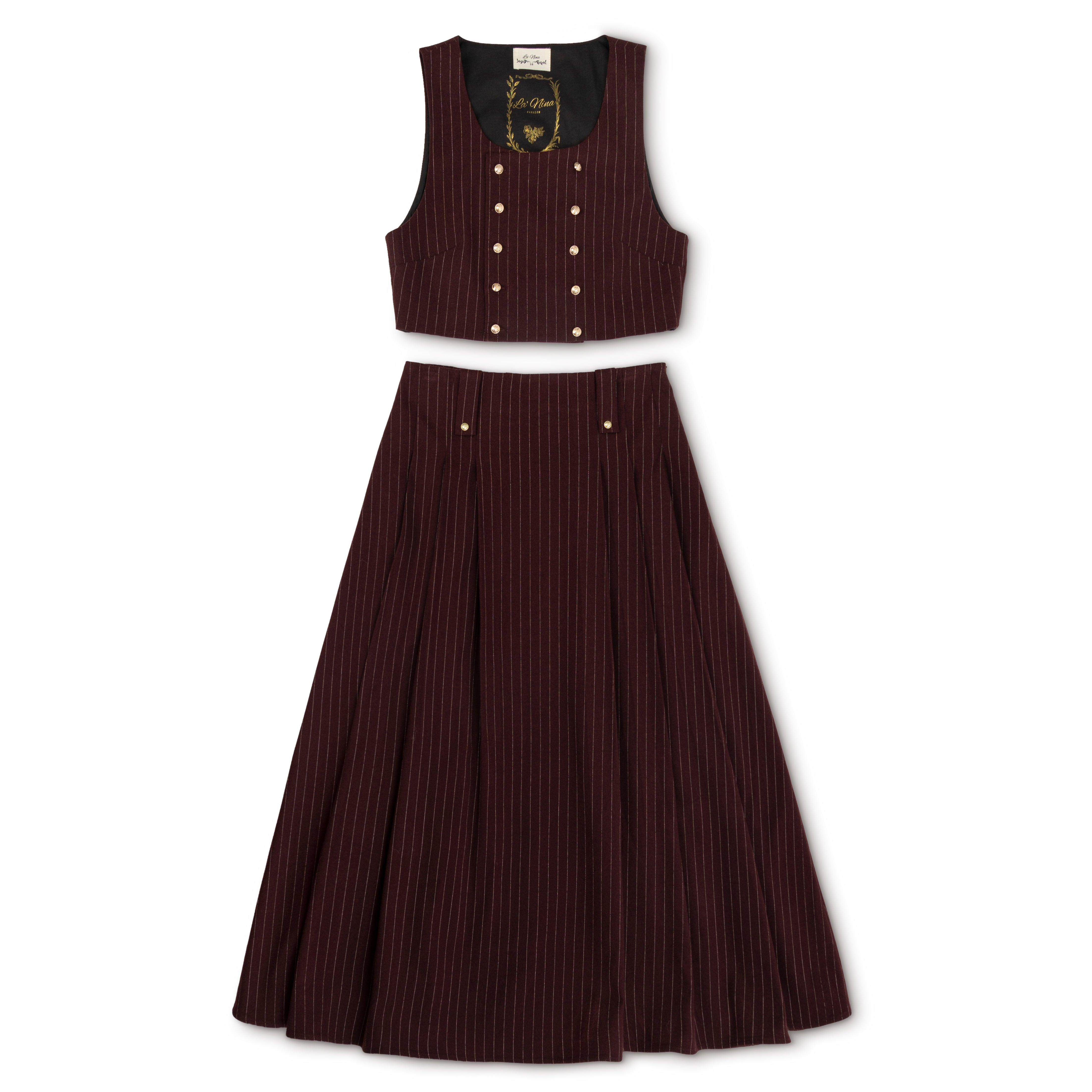 Teen Burgundy 3pc Wool Pinstripe Vintage Set (with shirt)