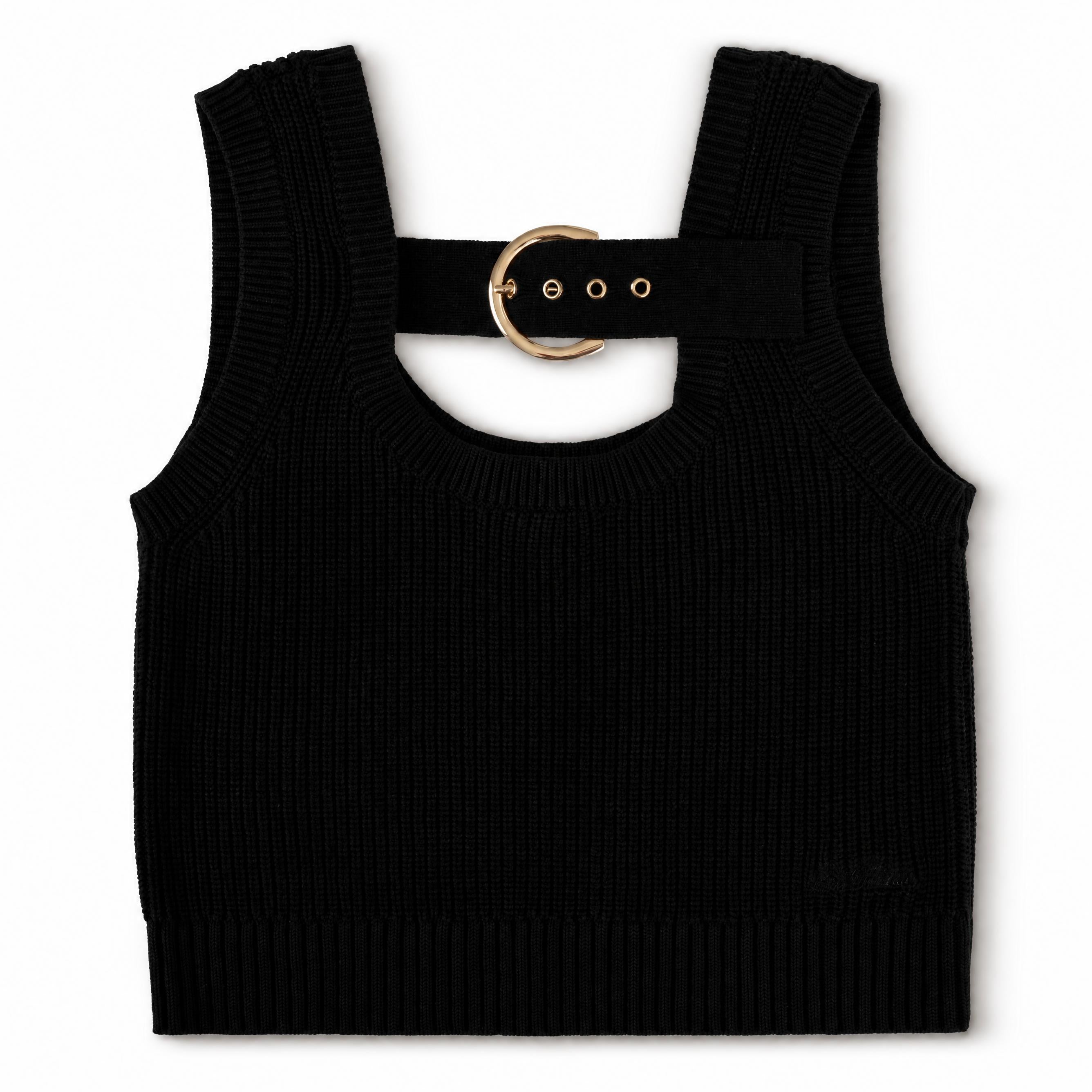 Teen Black Buckle Knit Vest & Skirt (No Shirt)