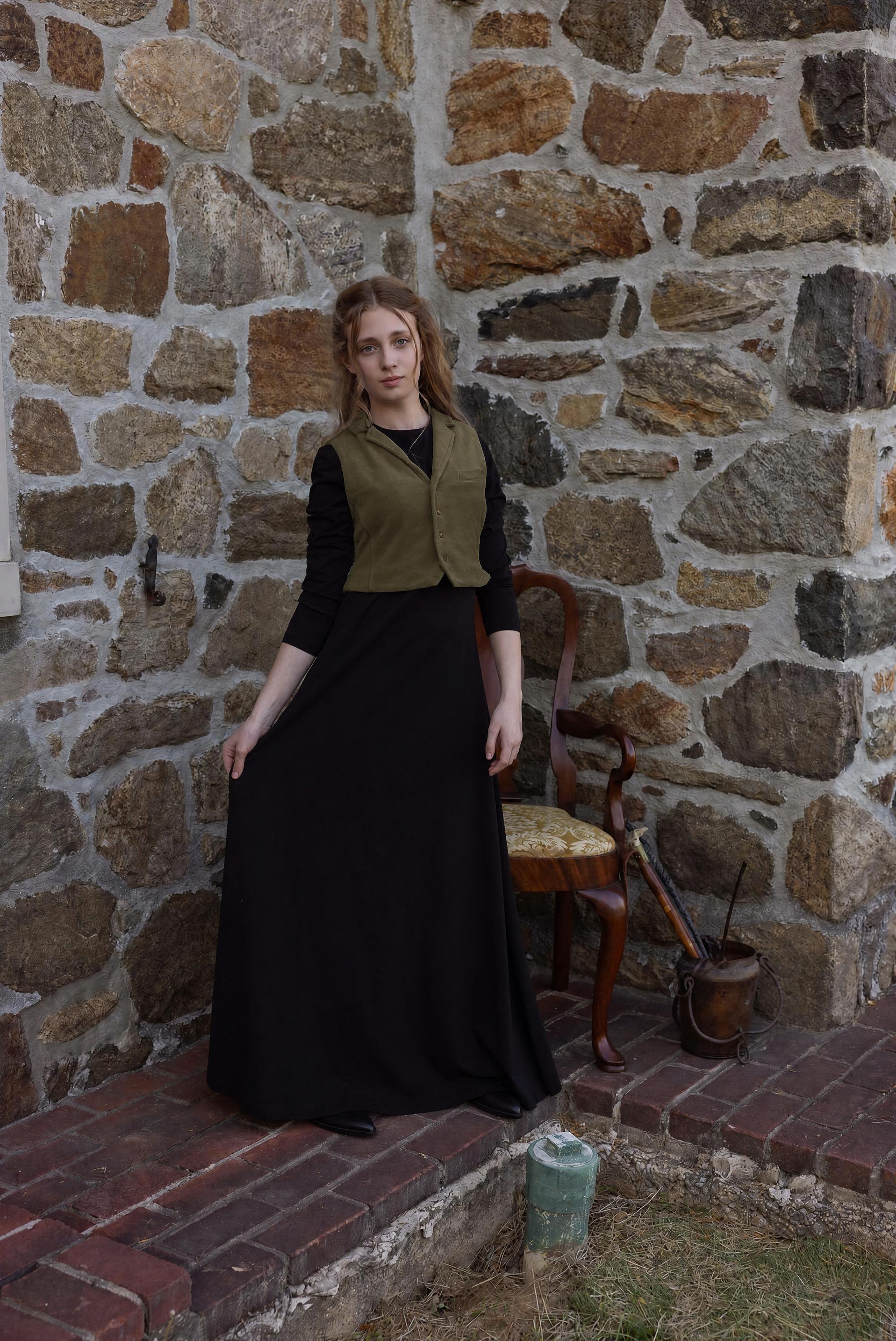 Teen Velour Brown Blazer Vest Maxi