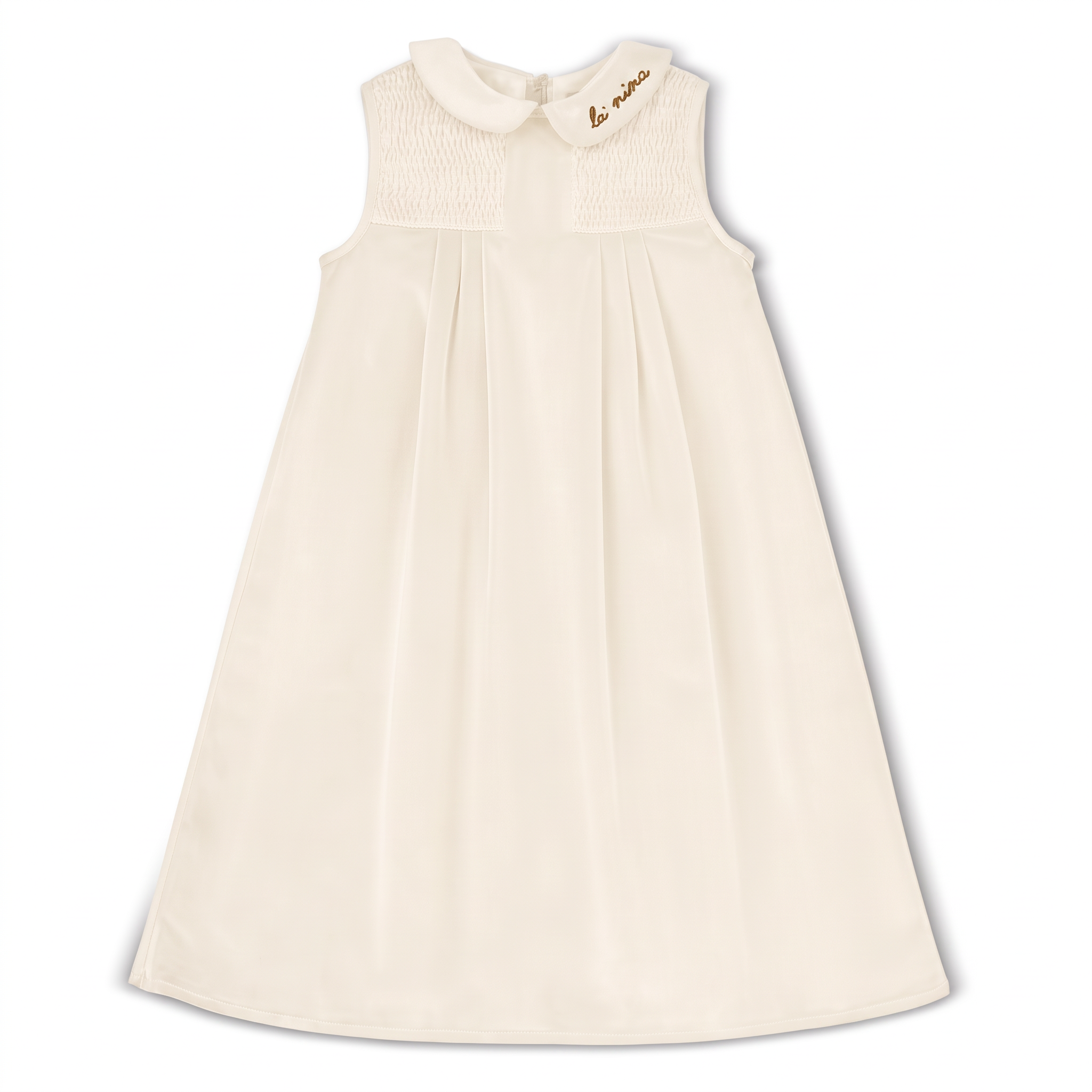 Leather Trim Cream Corduroy Dress & Logo Sweater