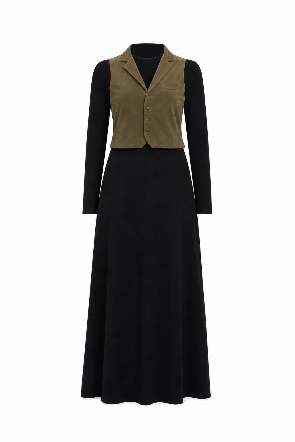 Teen Velour Brown Blazer Vest Maxi