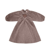 Wool Beige Logo Collar Dress