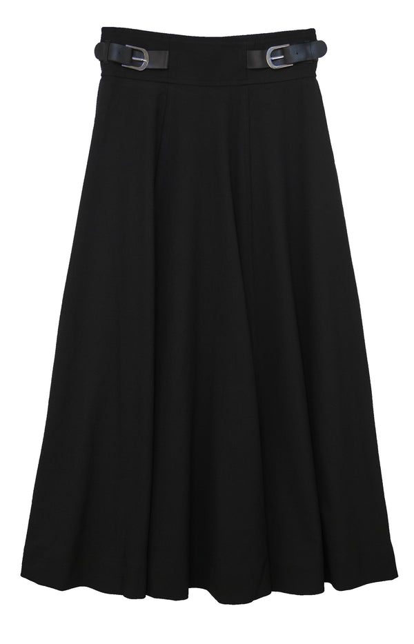 Buckle Waist Midi Skirt